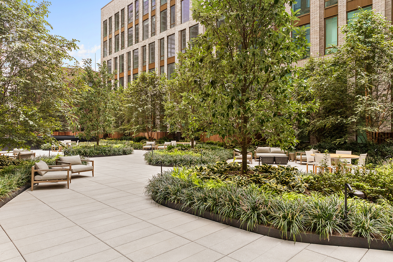 Lush interior courtyard at 312 West 43rd Street