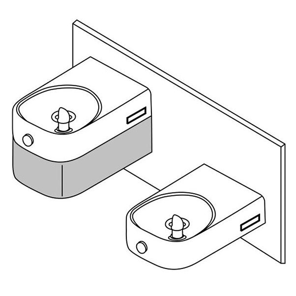 Illustration of water fountains with and without apron