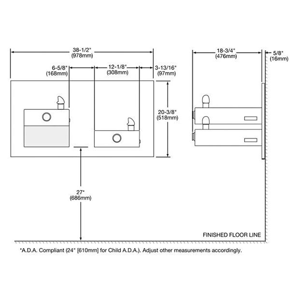 Diagram of ADA compliant apron installation